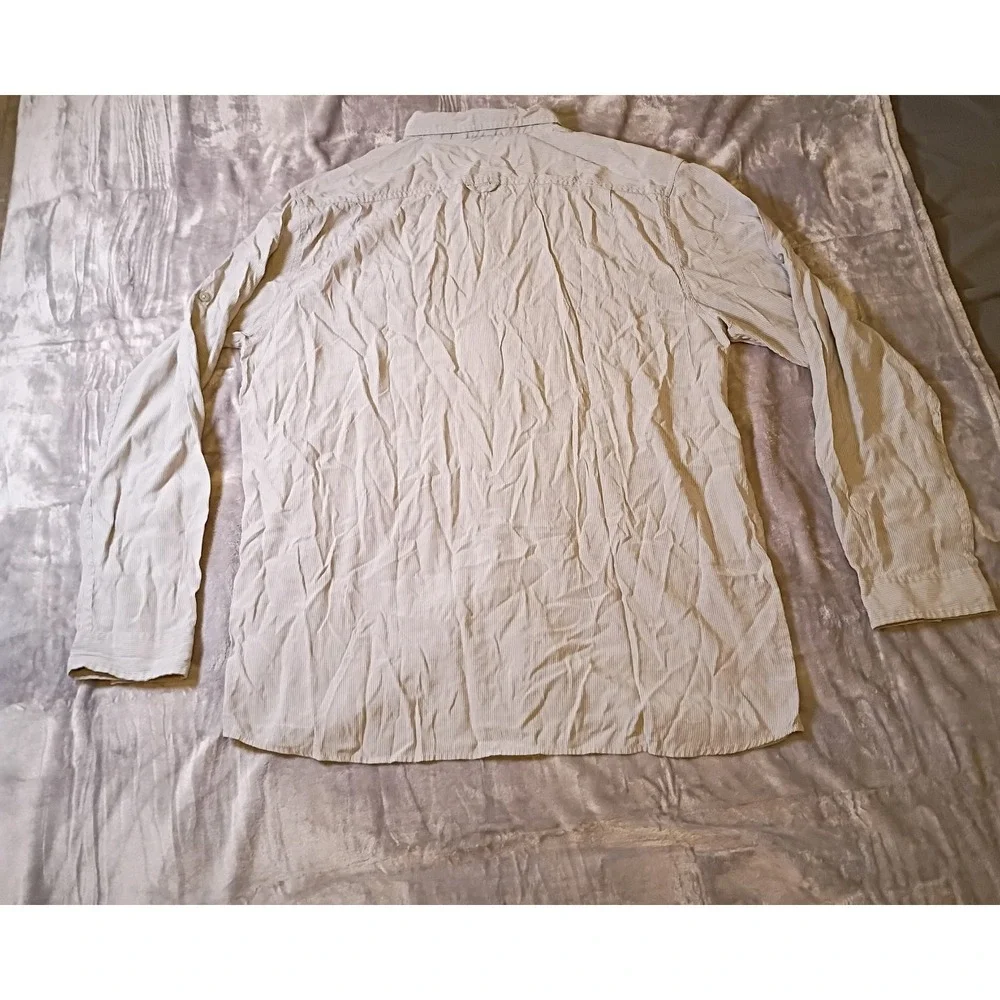 The North Face Mens XXL Grey Micro Stripe Long Sleeve Hiking Button Down Shirt